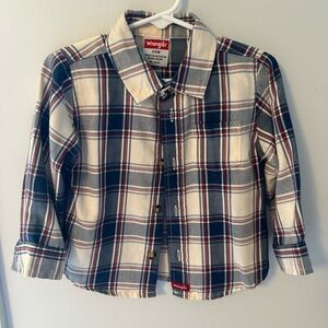 Wrangler Kids Navy and Cream Plaid Shirt